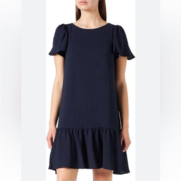 DKNY Navy Boat Neck Flutter Sleeve Dress. Size 8. - Picture 1 of 12